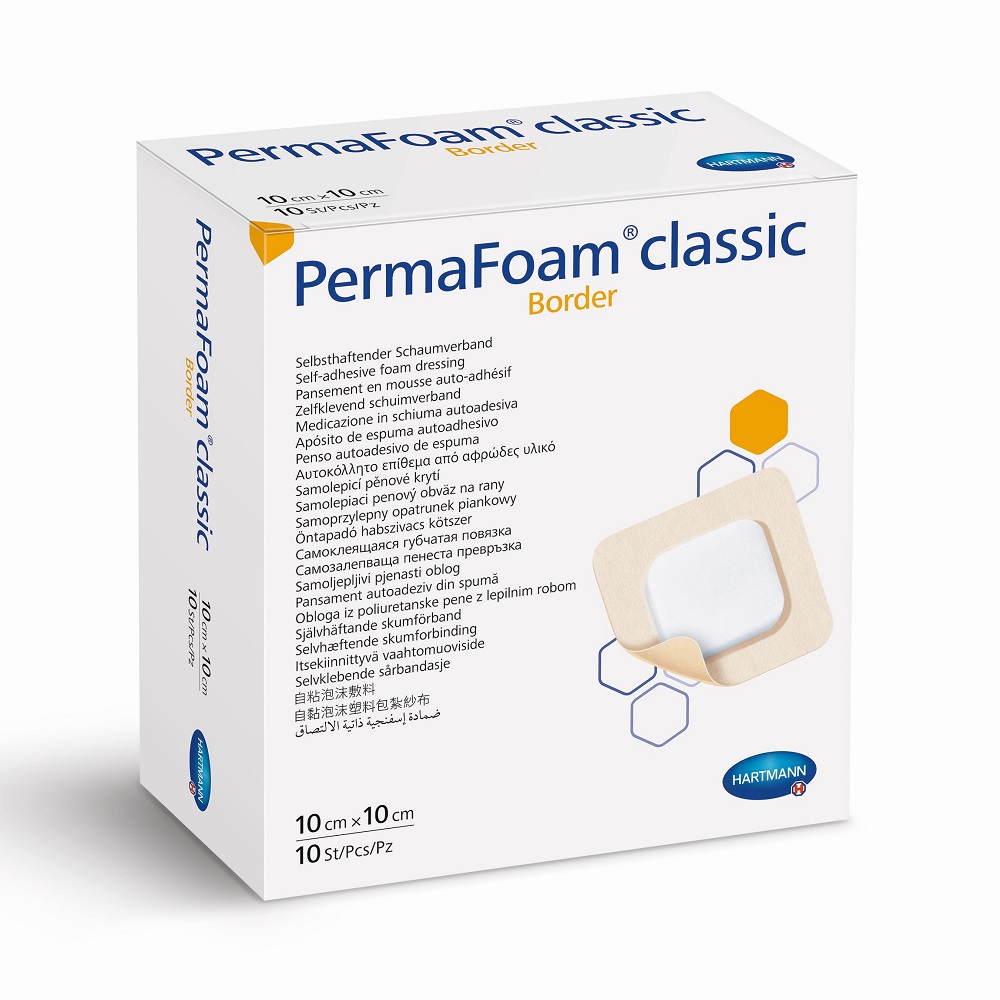 Pansament PermaFoam Classic Border, 10 x10 cm (882006), 10 bucati, Hartmann